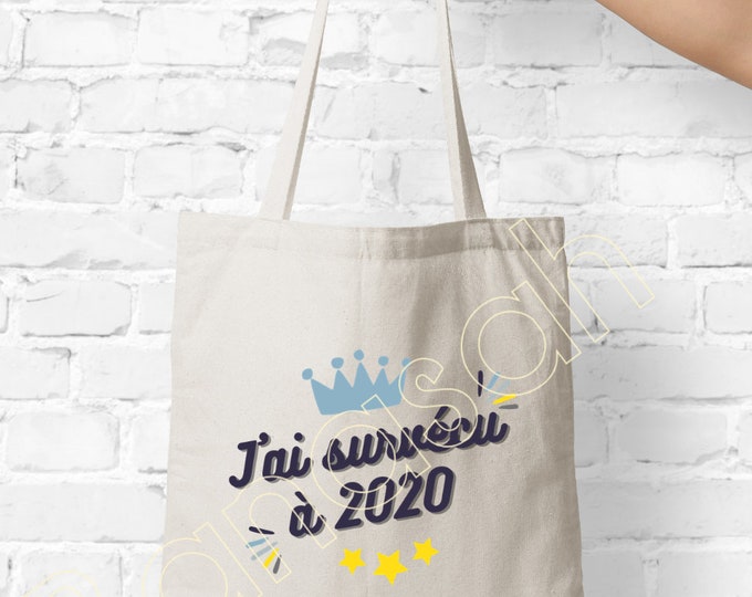 Tote bag "I survived 2020 ... " shopping bag, Ideal as a practical and original gift