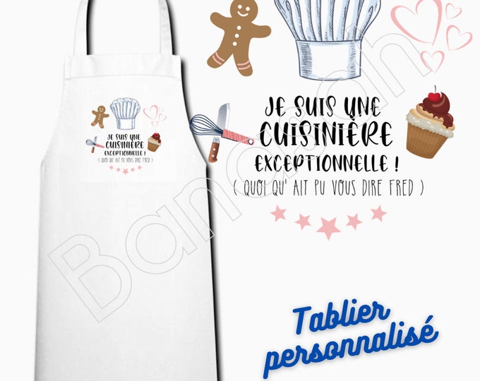 White customizable kitchen apron, adult size, Mom gift idea, humor, funny