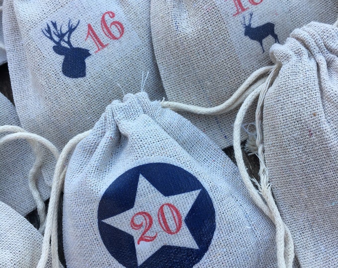 Eternal Advent Calendar 24 bags and/or its cotton storage bag! Traditional & magical countdown, Christmas, December,