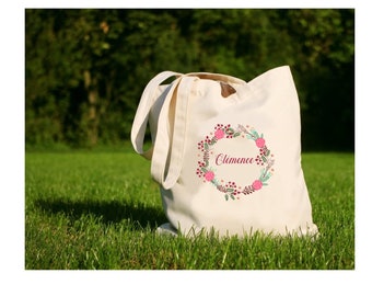 Tote bag "First name", tote bag, cotton canvas bag, ecru color, canvas, gift for friend, colleague, ...