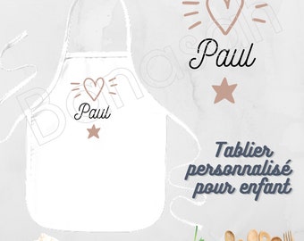 Tablier de cuisine personnalisable pour enfant / Junior, Idée cadeau personnalisé anniversaire, noël original, tablier pour petit chef