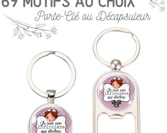 Key ring or bottle opener, 69 designs to choose from! Ideal as a gift, colleague, granny, nurse, nanny colleague, dad, godmother, grandpa, girlfriend