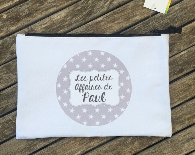 Personalized white zipped pouch "Les Petitesaffaires de..."! Fast shipping Star children