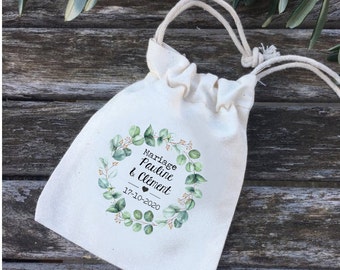 Dragee pouches or personalized cotton gifts for Wedding or Baptism with first names, date of your choice! wedding gifts guests