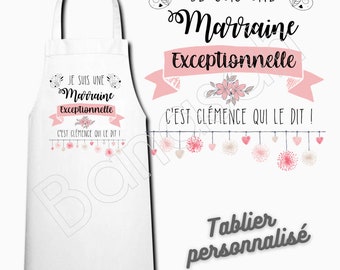 Customizable white kitchen apron, Gift idea for mom, granny, godmother, aunt, grandmother, teacher, nanny, aunt, colleague, atsem...
