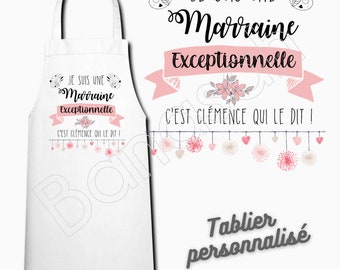 White customizable kitchen apron, Gift idea mom, grandma, godmother, tata, grandmother, mistress, nanny, auntie, colleague, atsem...