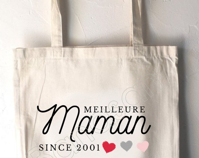 Tote Bag " Best Mommy Since .... "A practical and personalized gift with the year! Ecru cotton bag