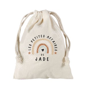 Large drawstring pouch personalized with the first name of your choice 100% cotton 25X30 cm
