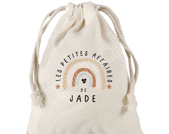 Large drawstring pouch personalized with the first name of your choice 100% cotton 25X30 cm