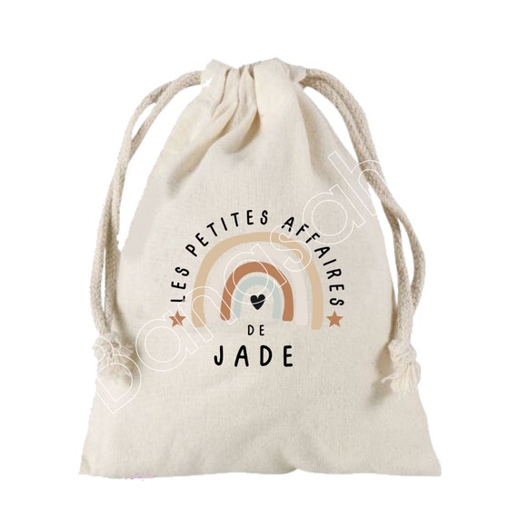 Large drawstring pouch personalized with the first name of your choice 100%  cotton 25X30 cm - Main Image