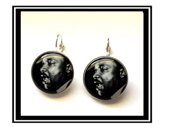 Earrings original vintage, activist, hero, man "Martin Luther King"