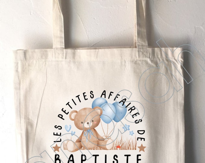 Personalized Tote Bag for Child, school tote bag, canvas bag cabas, blanket bag, bag for children's clothes, creche tote bag