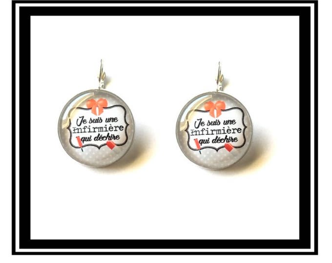 Earrings "I'm a nurse who rocks" humor, funny, custom, thank-you gift, quotes, health.