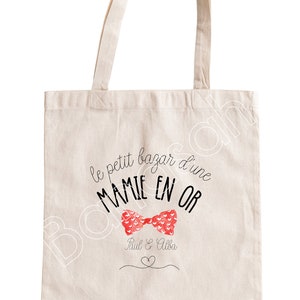 Borsa tote personalizzata &quot;il petir bazar di una nonna d&#39;oro&quot;, disponibile per padrona, atsem, avs, tata, mamma, madrina, ...