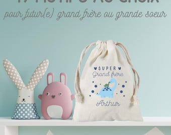 Personalized bag for future big brother or sister: tote bag, pouch, clutch or bag! Designs to choose from, birth gift