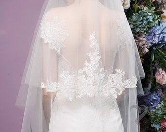 Bridal Veil,Lace Wedding Veil,Wedding Veil,lace veil,Veil in 2 tiers.