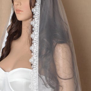 Lace Mantilla Wedding Veil, Ivory Mantilla  Veil