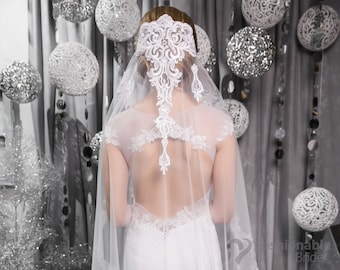 Véu de renda mantilha, véu, véu de casamento, véu de noiva, véu de marfim, véu de renda.