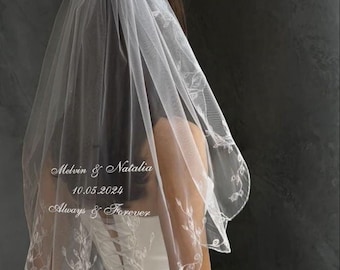 Personalized Embroidered Wedding Veil, Bridal Hen Party Veil