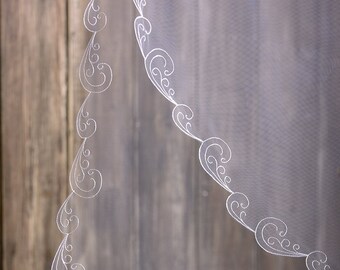 Two-Tier Wedding Veil with Blusher, Chapel Length