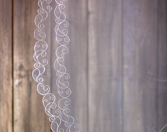 Two-Tier Wedding Veil with Blusher, Cathedral Chapel Length