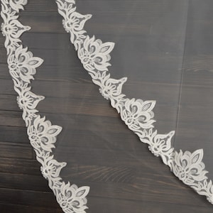 Fingertip Lace Veil, Wedding Veil, Bridal Veil, Ivory Veil, Lace Veil, veil in two layers.