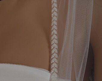 Crystal Beaded Wedding Veil, Euro Tulle, Bridal Comb
