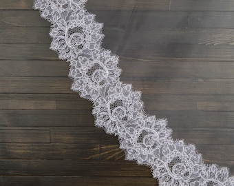 Chantilly Lace Wedding Veil, 2 Tier Bridal Veil with Comb