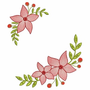 Blumen Stickerei Design, 5 Größen Blumen Bordüre Maschinenstickerei Design, Blumen Border Stickmuster, Frühling Blumen Stickmuster