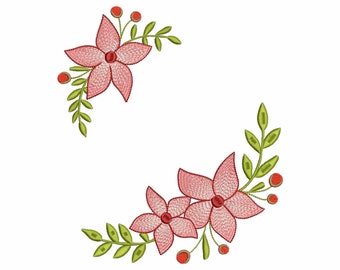Flower Border Embroidery Design, Floral Spring Pattern (Digital Download)