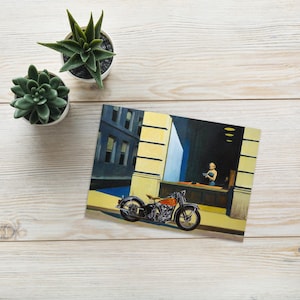 Biglietto di auguri New York Office with Harley, Hopper tribute 127 × 178 mm (5″ × 7″)