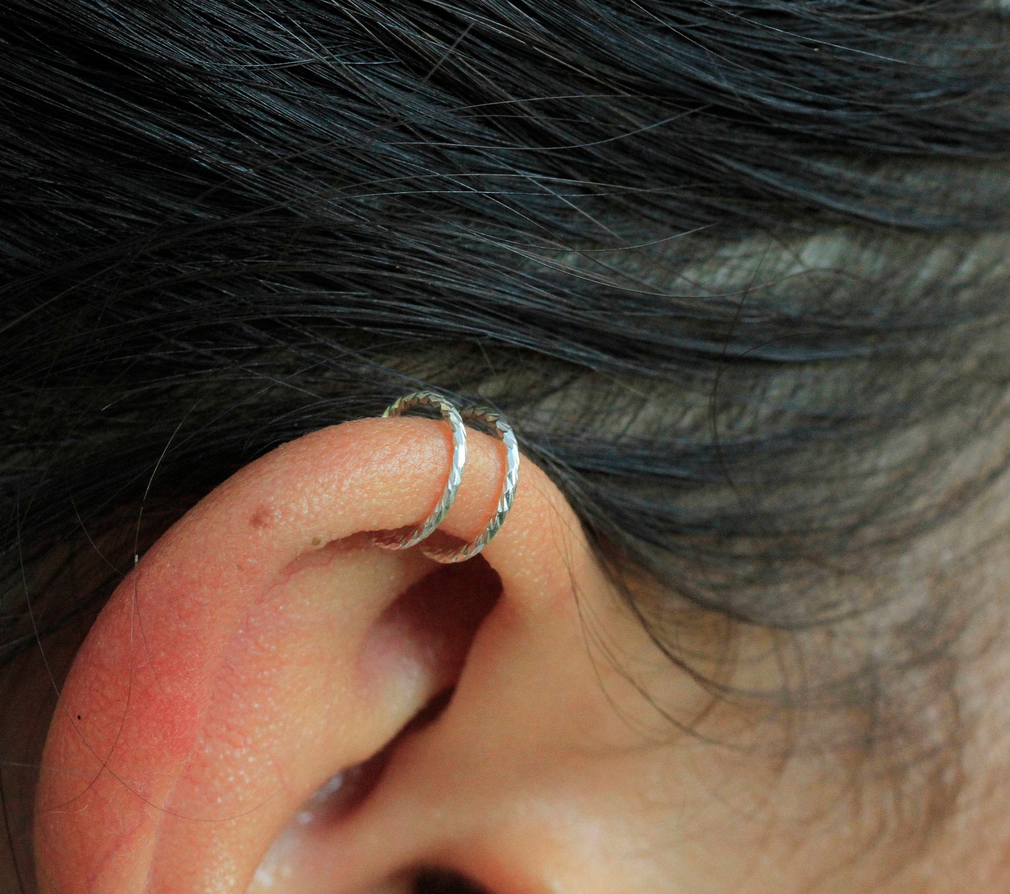 Double Cartilage Hoop / thin cartilage hoop / 20gauge hoop Etsy