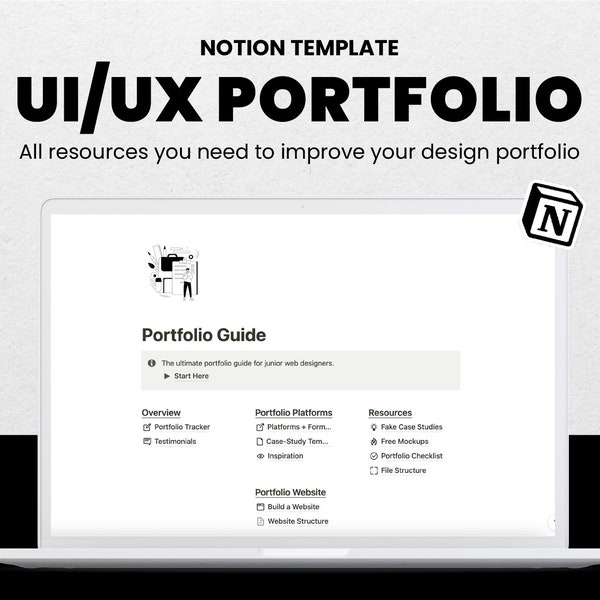 UI/UX Portfolio Dashboard Notion Template for Designers and Freelancers  | Notion Template | Notion Dashboard | Design portfolio tracker