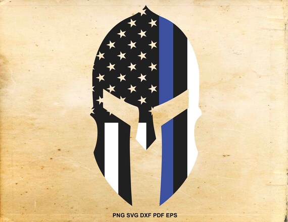 Download Police spartan helmet svg Thin blue line flag American ...