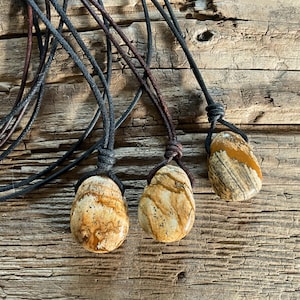 Lederband * Landschafts Jaspis * Stein am Band * Leder * Lederkette * Kette * Kinderkette * Männerkette * Frauenkette * Männerschmuck *