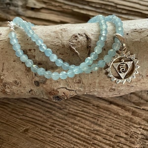 Necklace &quot;neck chakra&quot; * aquamarine * short chain * gemstone necklace * sterling silver chakra * neck * Vishuddha * chakra chain * chakra * blue *