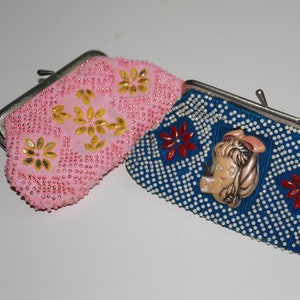 Carteras Monedero rosa Monedero azul Monedero vintage Perlas Monedero soviético Monedero dama Monedero para mujer Regalo para el rGüero para abuela