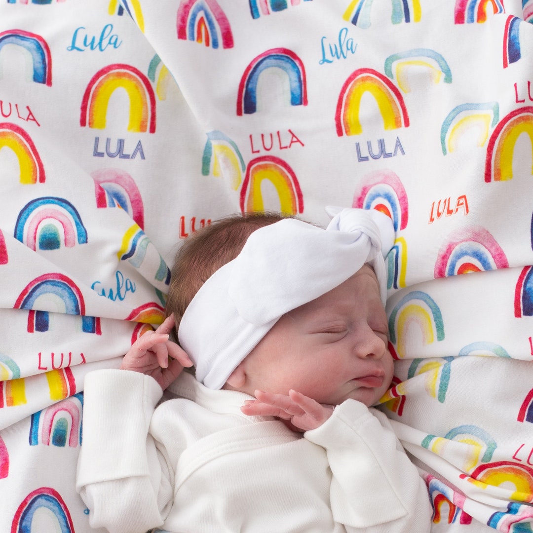 Personalised Rainbow Swaddle Blanket Etsy Norway