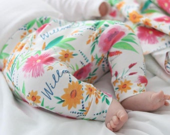 Bright Bloom Personalised Baby Leggings