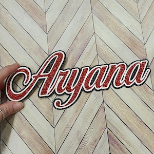 Custom name / script word glitter cutout for Homecoming Mum centerpiece, scrapbook diecut