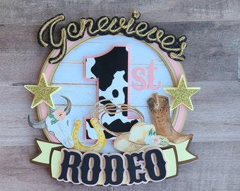 1st Rodeo Cowgirl Cake Topper: Rustic Birthday Decor