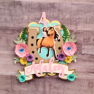 Horse shoe cake topper / riding horse / free spirit / lucky birthday cake topper decoration / floral equestrian birthday cake