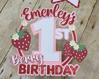 Berry 1st birthday cake topper / Strawberry theme party decor