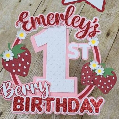 Berry 1st Birthday Cake Topper / Strawberry Theme Party Decor - Etsy
