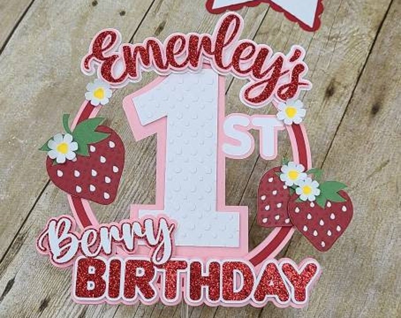 Berry 1st birthday cake topper Strawberry theme party decor