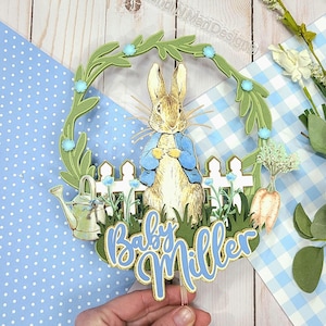 Peter rabbit cake topper / classic rabbit cake topper / baby shower cake topper