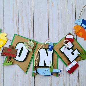 Ofishally one highchair banner/ The Big One highchair banner / Ofishally one 1st birthday party decorations / fishing highchair banner
