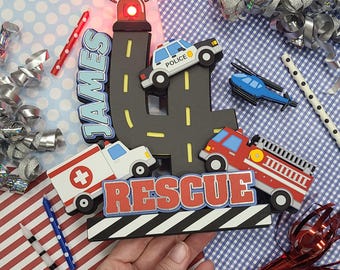 First Responder Cake Topper: Light-Up Siren, Rescue Theme