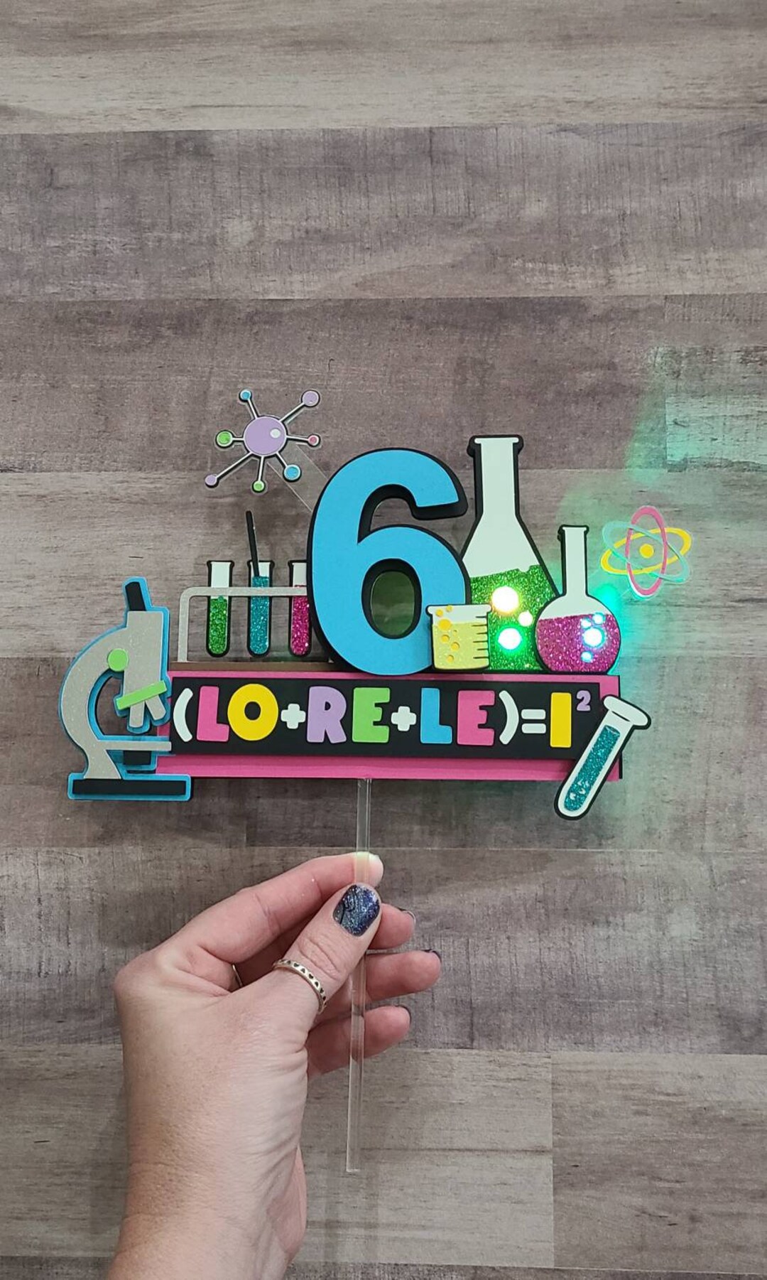 Ag Science Topper Light up Science Birthday Cake Topper: Glitter Lab Theme - Etsy