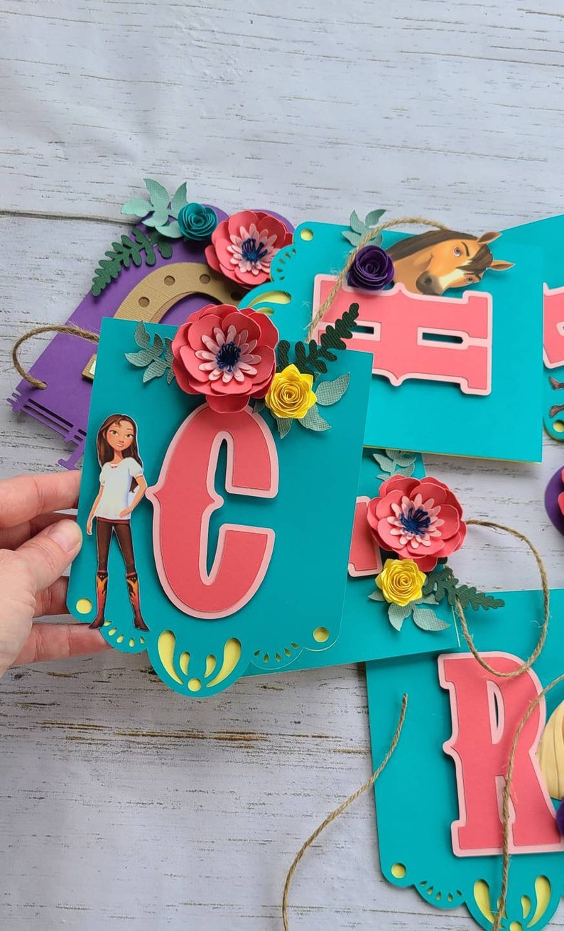 Horse Shoe Birthday Name Banner / Riding Horse / Free Spirit / Etsy